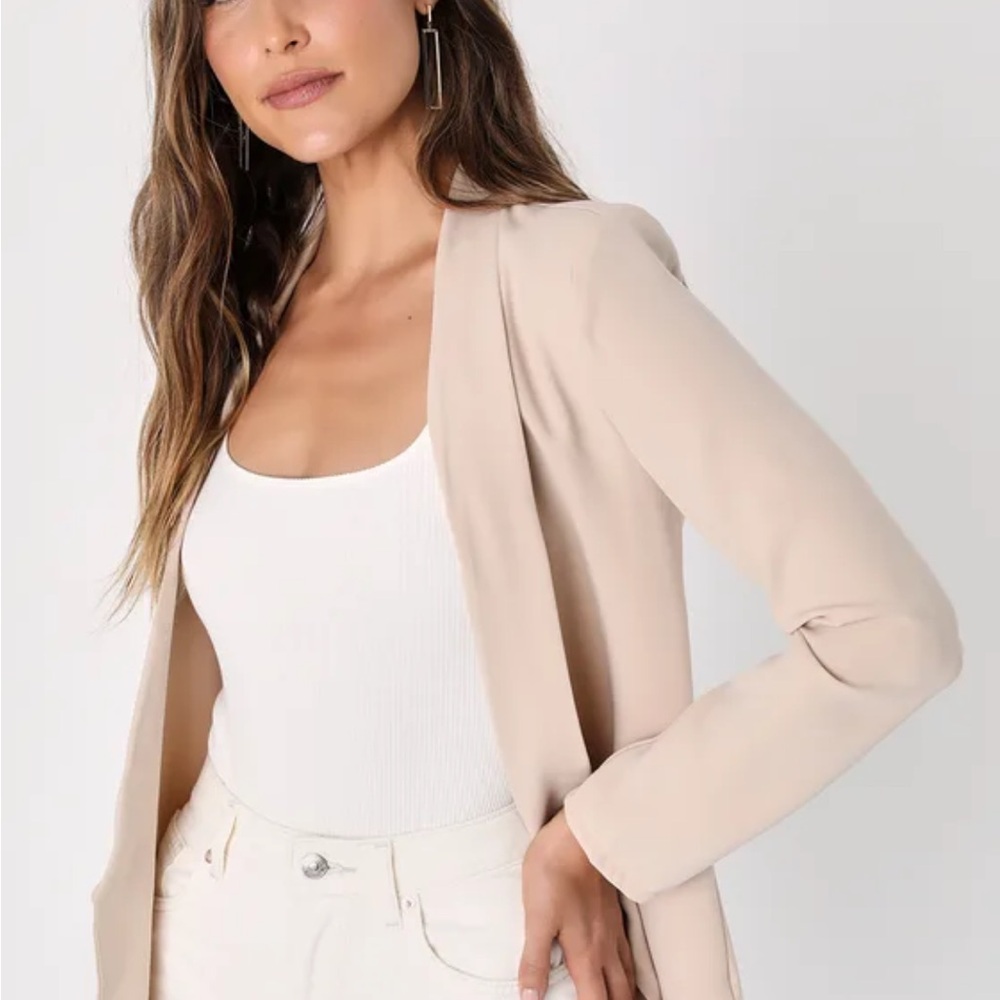 Lulu's Tan Blazer Classic Tailored Suit Jacket